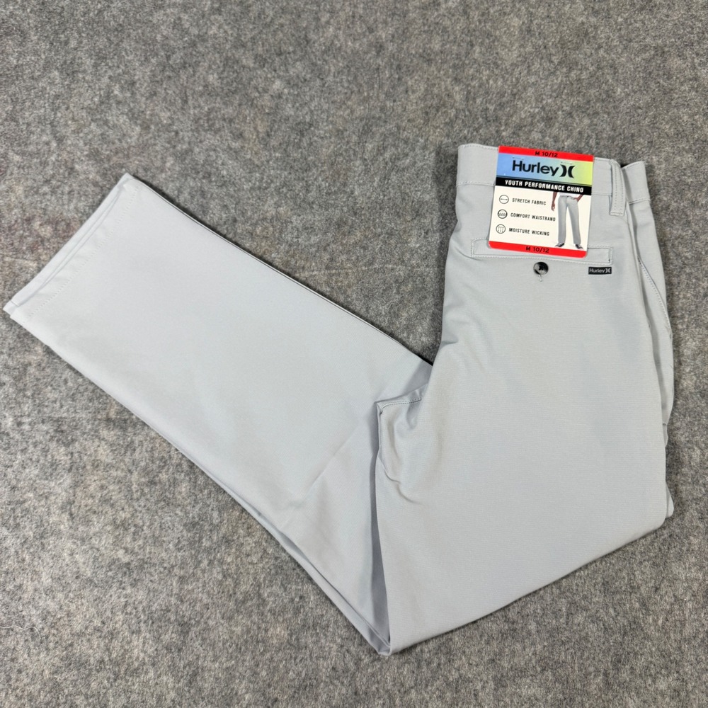 Hurley Youth Performance Chino Pants‎ Light Gray Stretch Wicking Size M 10/12